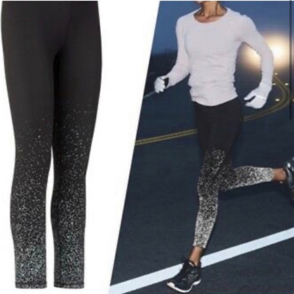 Athleta black reflective leggings, size small